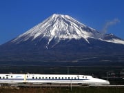 Racing by Mount Fuji aboard a Shinkansen