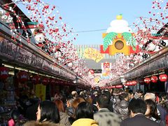 Bustling Nakamise street in Asakusa