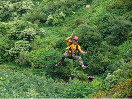カウアイ島 ジップライン7本　ハイキング+天然プールでの遊泳付き＜英語インストラクター／リフエ近郊／昼食付き＞