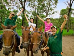 children successfully complete horseback ride