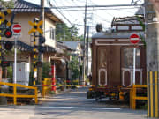 Kyoto Randen tram at a crossing