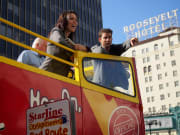 Starline CitySightseeing passengers by Roosevelt Hotel in Hollywood