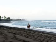 horseback ride in volcanic sand of saba beach