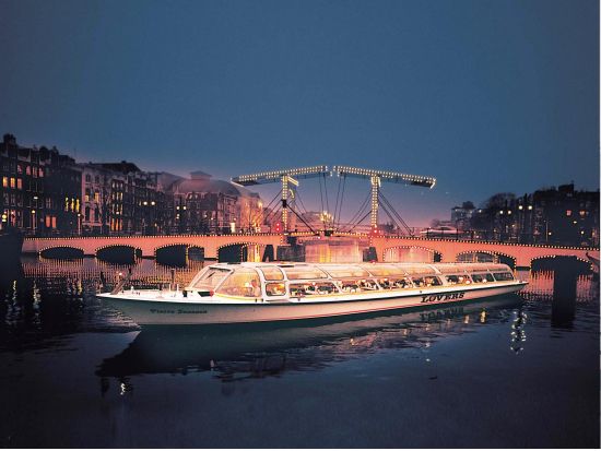 アムステルダム運河 ディナークルーズ 選べる4コースディナー＜アムステルダム発＞