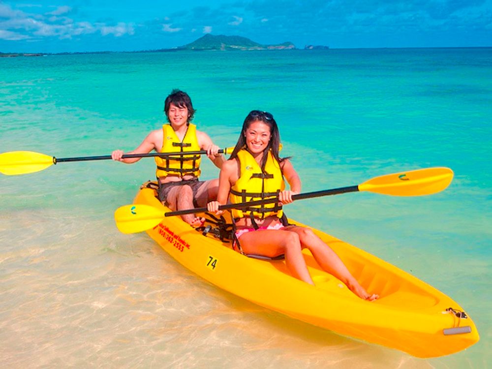 カイルア カヤック＆シュノーケルツアー 選べる日本語ガイド付きカヤックツアーまたはセルフガイドカヤックツアー ビーチアイテム＆昼食付き＜送迎