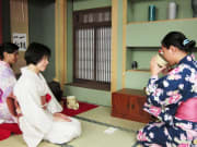 Drinking matcha tea during a tea ceremony