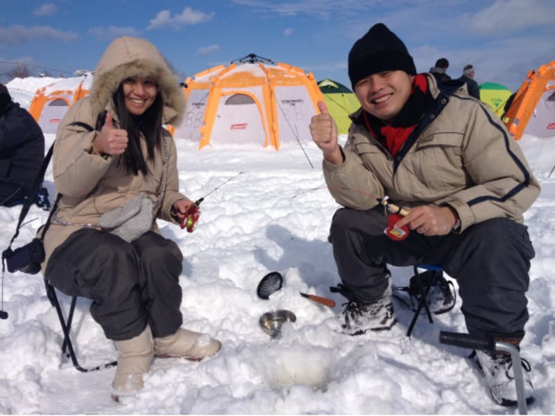Ice fishing on the Barato River