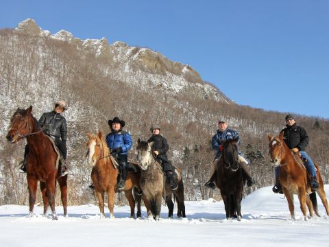 【札幌市内から貸切タクシー送迎付き】雪中乗馬体験 カウボーイの町で保安官ガイドが指導します！＜12～3月／札幌市内送迎付／札幌市＞