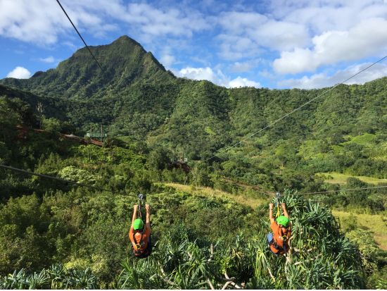 クアロア・ランチ　ジップライン体験（3時間）　最長約400メートル、最大高低差30メートルの谷を駆け抜ける！＜7本／送迎付きプランあり＞