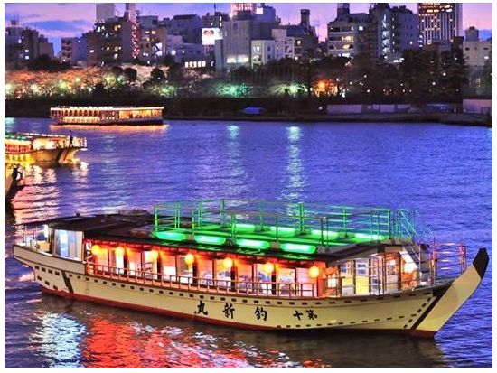 アニバーサリーにも最適！乗合屋形船 お台場・スカイツリー周遊コース 季節のお料理＆飲み放題付 屋形船で心に残る記念日を 選べるケーキ (有料)＜蔵前発＞