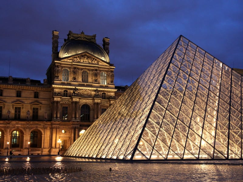 Louvre Exterior at night