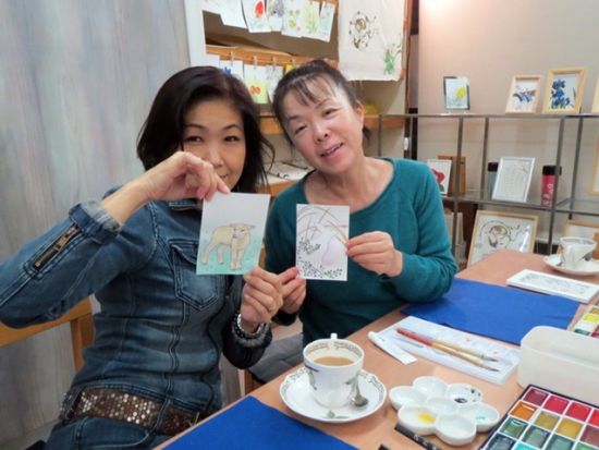 日本画体験　京都旅行の思い出に絵はがきをつくろう＜日本画体験処 絵まき＞