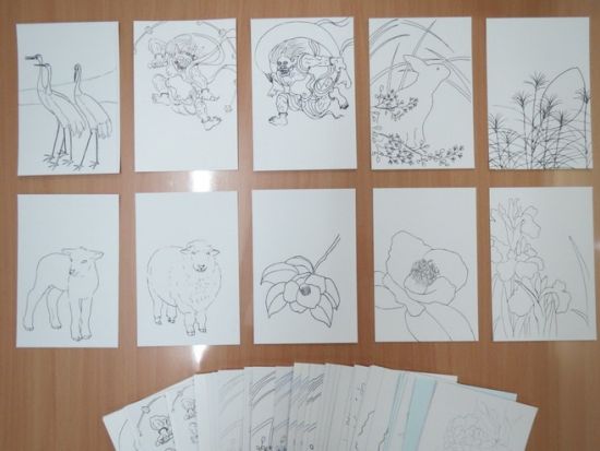 日本画体験　京都旅行の思い出に絵はがきをつくろう＜日本画体験処 絵まき＞