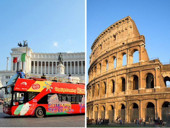 絶対におトク！コロッセオ 入場チケット＋"Hop-on Hop-off" 観光バスチケット ＜24時間または48時間＞