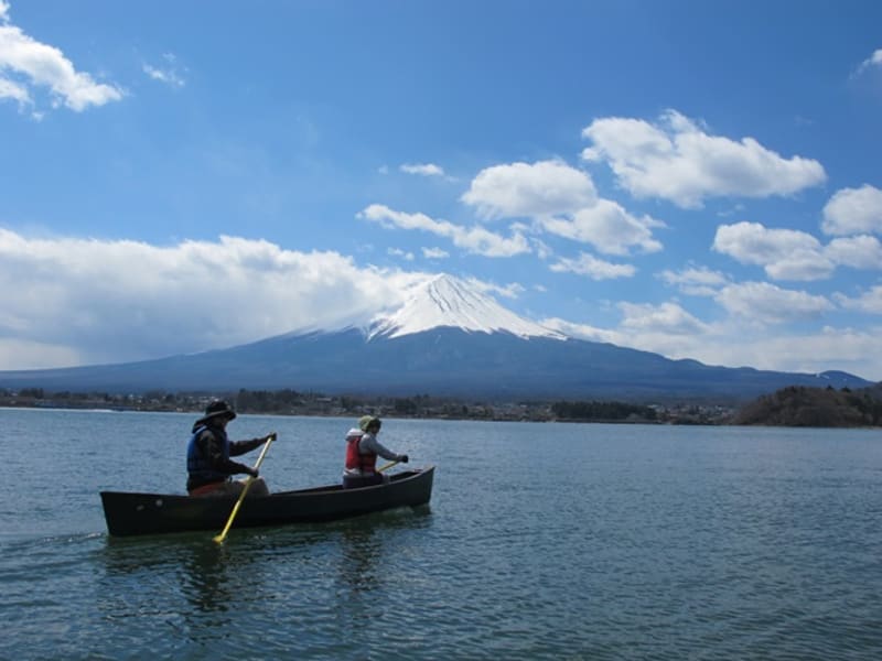 Canoeing in front of Mt. Fuji
