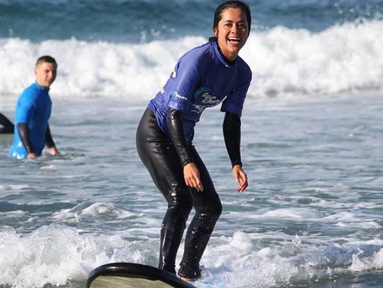 Bondi Beach surfer riding the waves in Australia