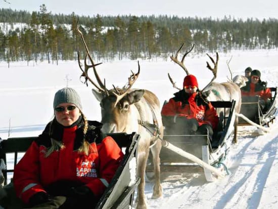 santa claus, reindeer caravan, rovaniemi, lapland
