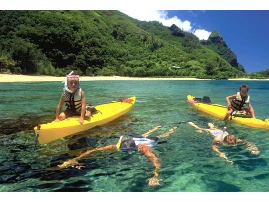 カウアイ島　カヤック＋シュノーケリング体験ツアー☆大人気アクティビティを集約！＜1日／英語ガイド／昼食付／ハナレイまたはプリンスビル発＞