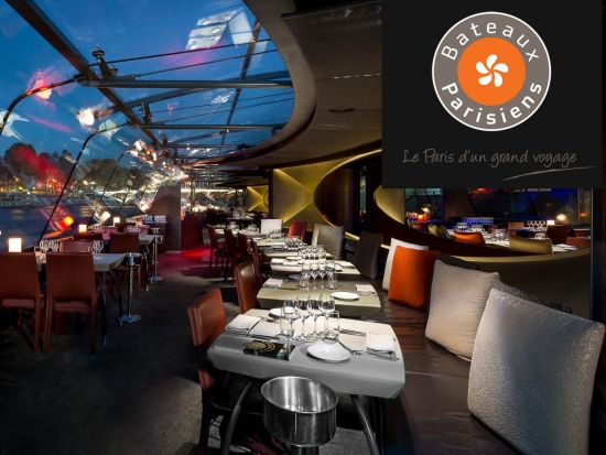 セーヌ川ディナークルーズ　バトーパリジャン　窓際席プラン＆誕生日プランあり ＜18:15または20:30発／3コースディナー＞