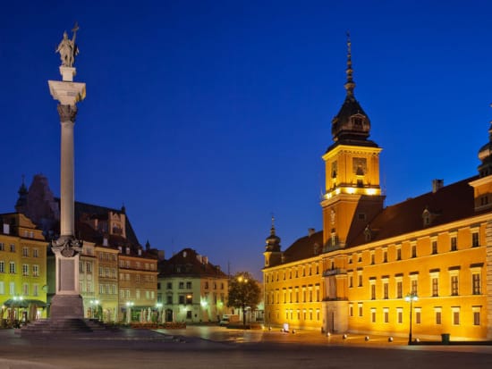 warsaw, old town, poland, evening, night