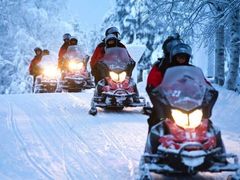 santa claus, snowmobile, rovaniemi, lapland