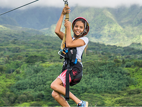 カウアイ島 ジップライン7本　ハイキング+天然プールでの遊泳付き＜英語インストラクター／リフエ近郊／昼食付き＞