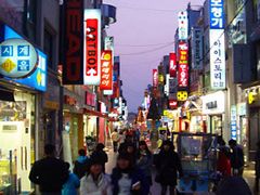 busy street in myeongdong south korea night scene