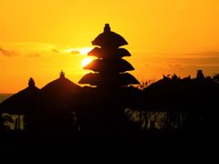 Silhouette of the Tanah Lot Temple at sunset