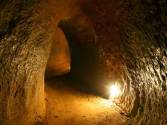 light shining brightly inside cu chi tunnels