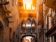 spain, barcelona, old town, pont del bisbe