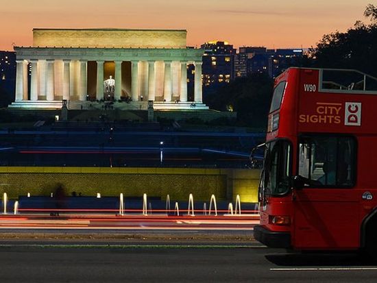 City Lights Monuments Double Decker Bus Night Tour Washington