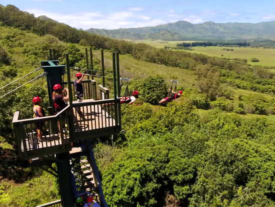 カウアイ島　キプサファリ・アドベンチャー　ジップライン＋ハイキング＋カヤック体験で大自然を満喫！ ＜昼食付き／英語インストラクター＞
