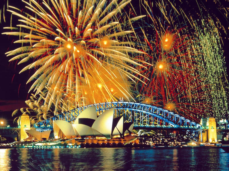 fireworks display sydney harbour bridge australia