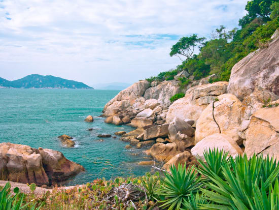 cheung chau island huge boulders near the sea