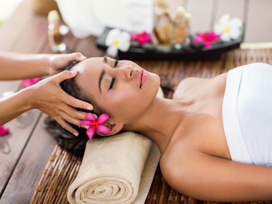 woman enjoying massage in bali indonesia