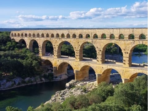 【セール即納】ポンデュガール 水道橋 フランス 風景写真 世界遺産 額縁付A3 自然、風景