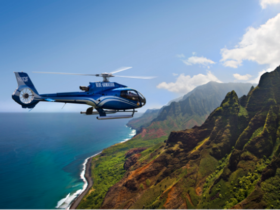 ヘリコプター遊覧飛行　ワイメア渓谷＆ナ・パリ・コースト＆ハナレイ湾 ＜英語ガイド／リフエ空港＞