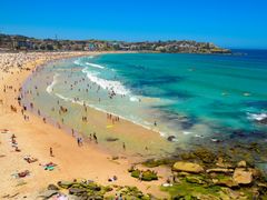 Bondi Beach seashore full of tourists