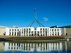 Fountain in front of Parliament House in Canberra