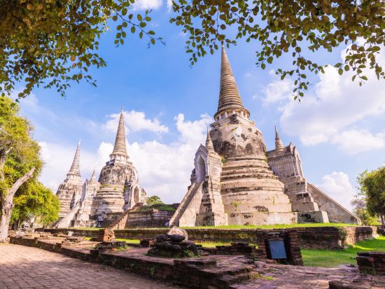 アユタヤ3大遺跡＋象乗り半日観光ツアー　象が遊びに来るカフェ付プラン・「ピンクのカオマンガイ」食事券付きプランあり＜午前／日本語ガイド＞