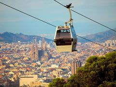 spain, barcelona, cable car, skyline, cityscape