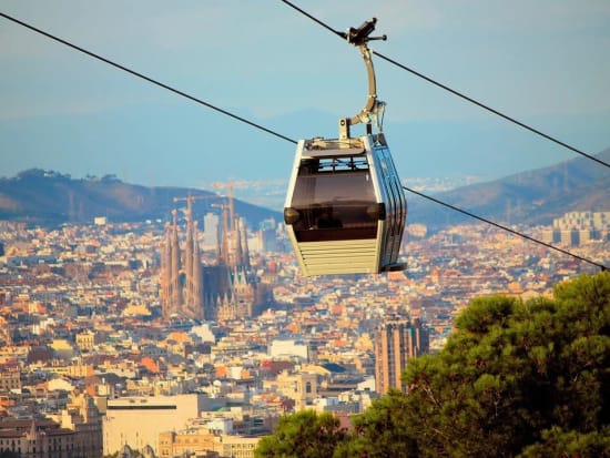 spain, barcelona, cable car, skyline, cityscape