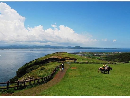 済州島＋牛島観光ツアー　2大世界遺産巡り　城山日出峰＋万丈窟（拒文オルム） 海鮮鍋ランチ付き＜1日／日本語ガイド／送迎付／貸切プラン有＞