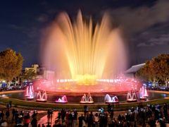 Montjui, Hill, Fountain, magic, night, spain