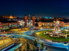 spain, barcelona, night, skyline, center