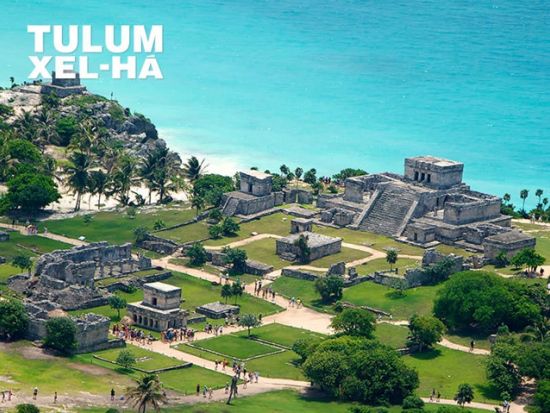 トゥルム遺跡＋大自然のテーマパーク「シェルハ海洋公園」 カリブ海の遺跡とウォーターパークを満喫＜食べ飲み放題／英語ガイド／カンクン発＞