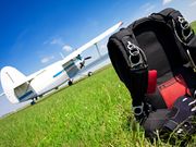 Tandem Skydiving Plane and Parachute