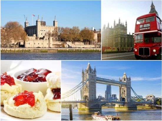 ロンドン半日観光ツアー　オープントップバス観光＆テムズ川クルーズ＆ハロッズのクリームティー ＜午後／英語ガイド＞