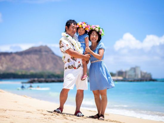ハワイ　キッズ＆ファミリーフォト　お子様の笑顔と家族の思い出を形に残す　プロのカメラマンが撮影＜ビーチ／ワイキキ街中＞