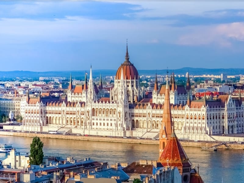 Aerial view of the Hungarian Parliament Building